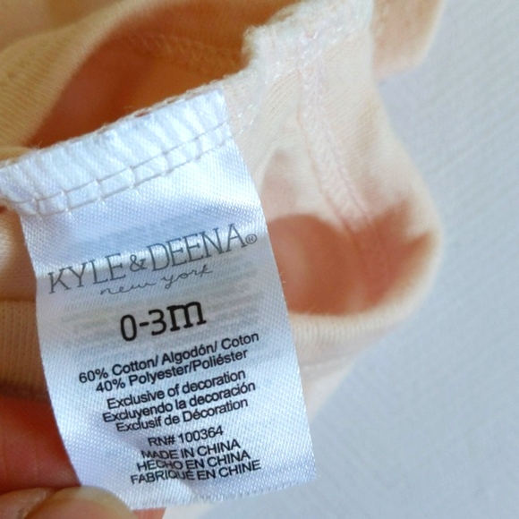 kyle & deena light peach short sleeve bodysuit diaper shirt 0-3 months baby - Picture 5 of 6